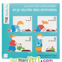 4 Tapis de graines d\'aromates bio pour crer son carr potager, ds 3 ans