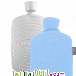 Bouillotte à eau bleue 1,6L housse polaire et bioplastique