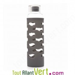 Gourde en verre et protection silicone grise, 560ml