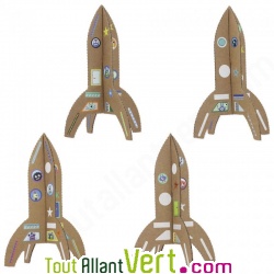 Kit 4 fusées à assembler et à décorer de ses stickers extraterrestres