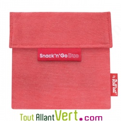 Sac à gouter Rouge Snack\'NGo Duo avec 2 pochettes réutilisable et lavable