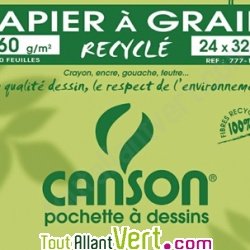 Papier à grain Canson Recyclé 160g 24x32cm, 10 feuilles