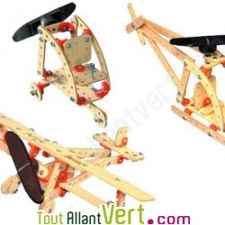 Kit 3 jeux de construction bois nergie solaire