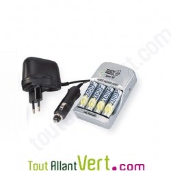 Kit maxE chargeur de piles + piles rechargeables NiMH MaxE 2xLR3 + 4xLR6