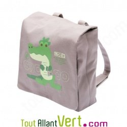 Sac  dos enfant Crocodile en coton bio 23 x 23 x 7,5 cm