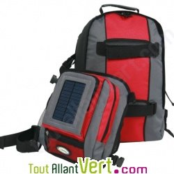 Sac  dos solaire 25 litres Rouge panneau 1.2W + Batterie  piles Ni-MH